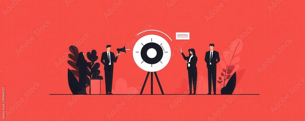 Target objectives, executives defining goals, flat design illustration Target objectives, executives defining goals, flat design illustration