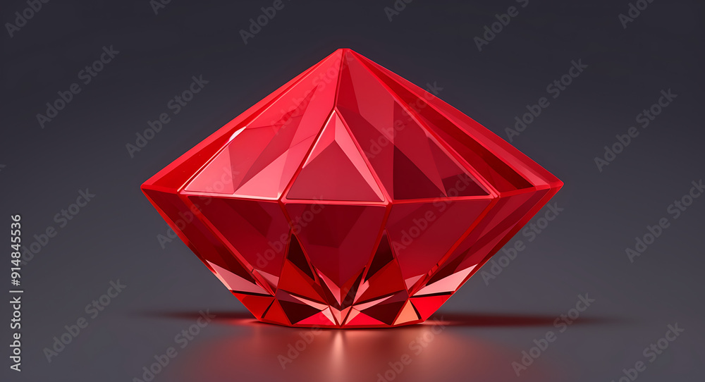 Close-Up Illustration of a Brilliant Ruby with Faceted Edges and Deep Red Hue on a Dark Background, Featuring Ample Copy Space for Text or Branding Close-Up Illustration of a Brilliant Ruby with Faceted Edges and Deep Red Hue on a Dark Background, Featuring Ample Copy Space for Text or Branding