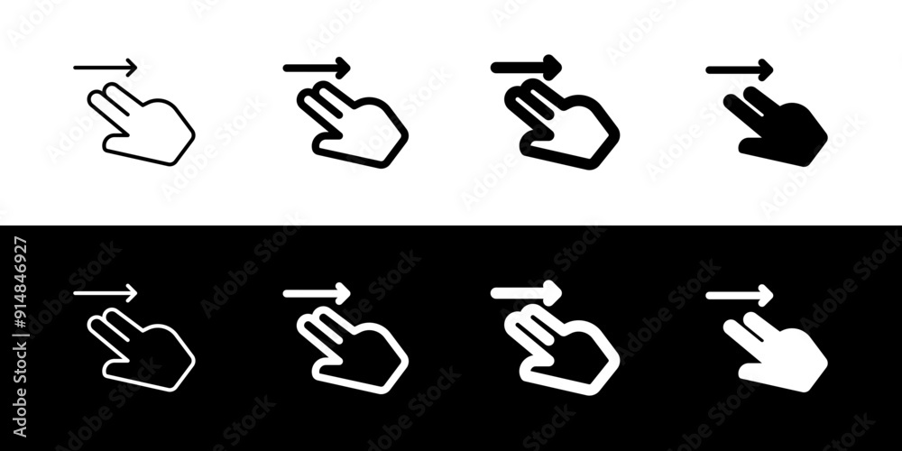 Editable two fingers swipe right vector icon. Part of a big icon set family. Perfect for web and app interfaces, presentations, infographics, etc