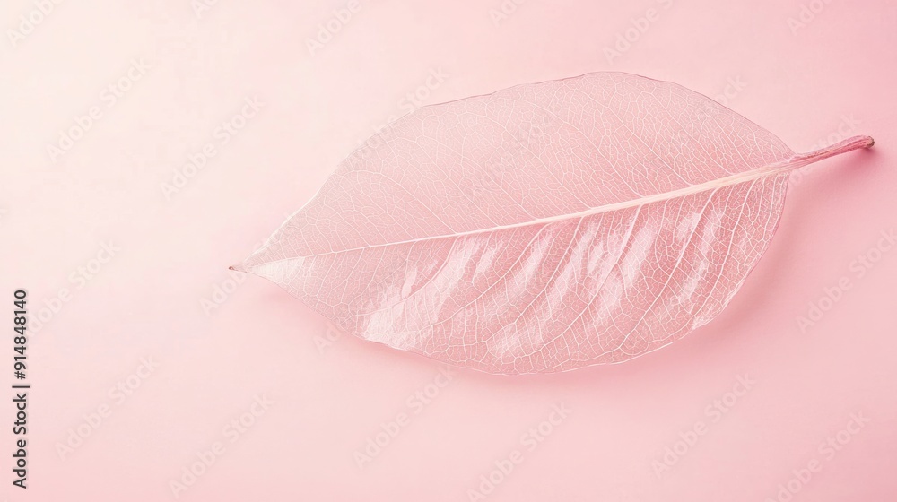 Delicate translucent leaf on a pastel pink Delicate translucent leaf on a pastel pink