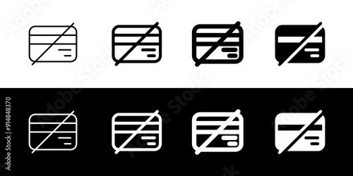 Editable block card, no card payment vector icon. Part of a big icon set family. Finance, business, investment, accounting. Perfect for web and app interfaces, presentations, infographics, etc