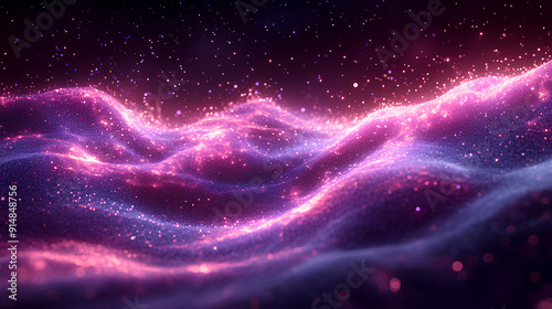 Luminous purple wavy line light line, purple wave lights , purple stars dust trail sparkling particles isolated