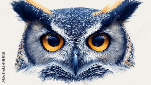 Mystical Owl: Blue Owl with White Face for Design Projects. Generative AI photo