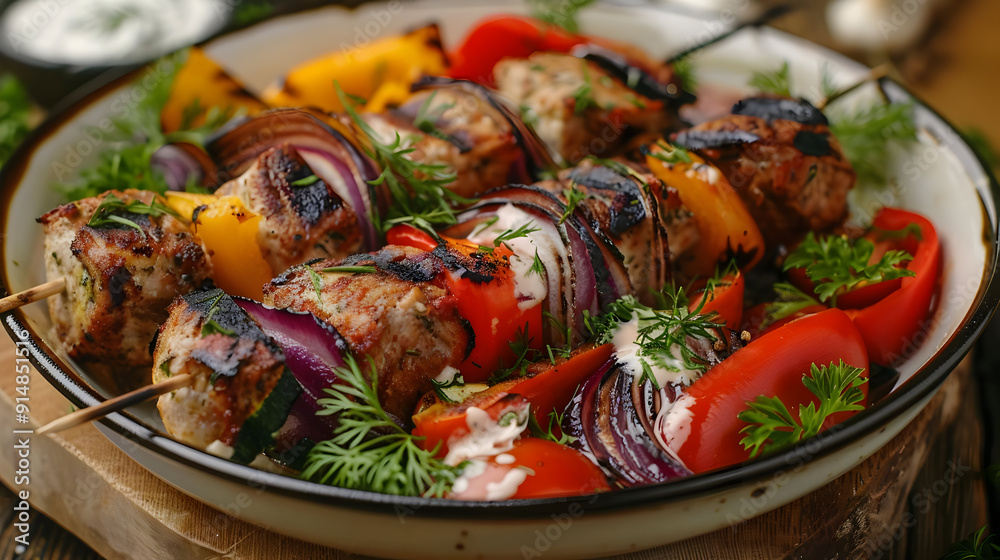 Grilled Chicken and Vegetable Skewers - Food Photography Grilled Chicken and Vegetable Skewers - Food Photography