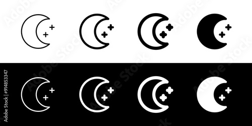 Editable crescent moon and stars vector icon. Part of a big icon set family. Perfect for web and app interfaces, presentations, infographics, etc