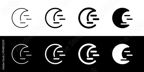 Editable cloudy windy moon vector icon. Part of a big icon set family. Perfect for web and app interfaces, presentations, infographics, etc