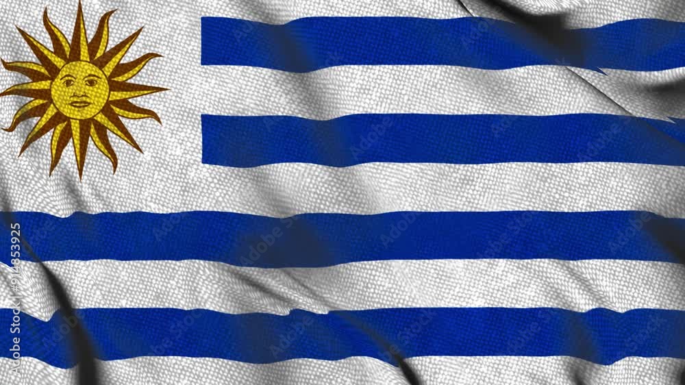 animation of the uruguay flag waving in the wind	 