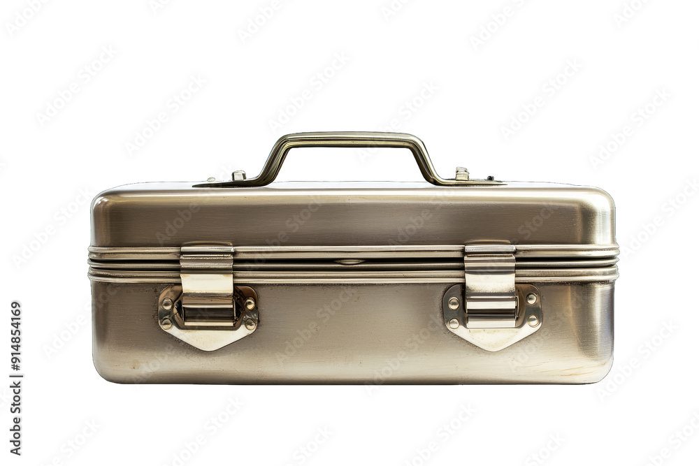 A sleek metallic suitcase ideal for travel or storage. Perfect for organizing tools or personal items with style and durability. A sleek metallic suitcase ideal for travel or storage. Perfect for organizing tools or personal items with style and durability.