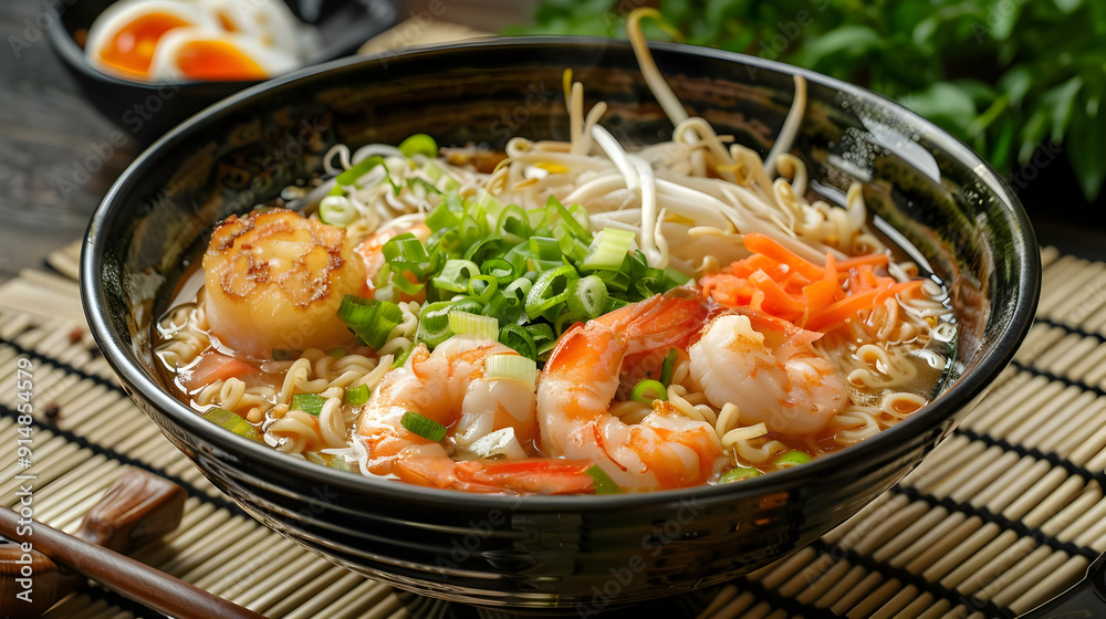 Delicious Shrimp and Scallop Ramen Bowl - Photo Delicious Shrimp and Scallop Ramen Bowl - Photo