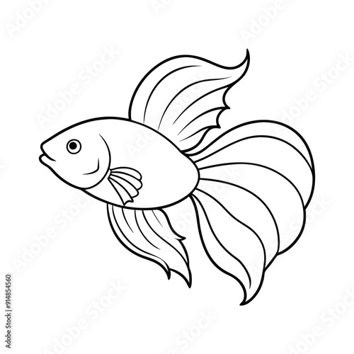 Betta fish line art illustration vector