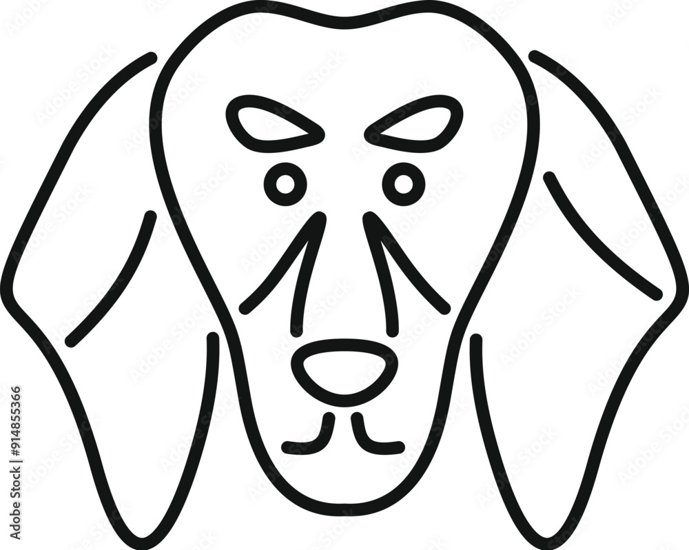 Simple line drawing of a dog head logo, showing a calm dachshund face Simple line drawing of a dog head logo, showing a calm dachshund face