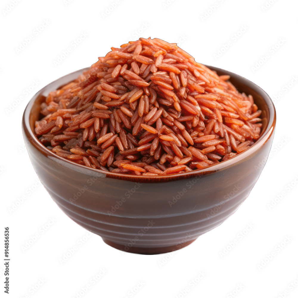 Red rice in glass bowl isolated on transparent background Red rice in glass bowl isolated on transparent background