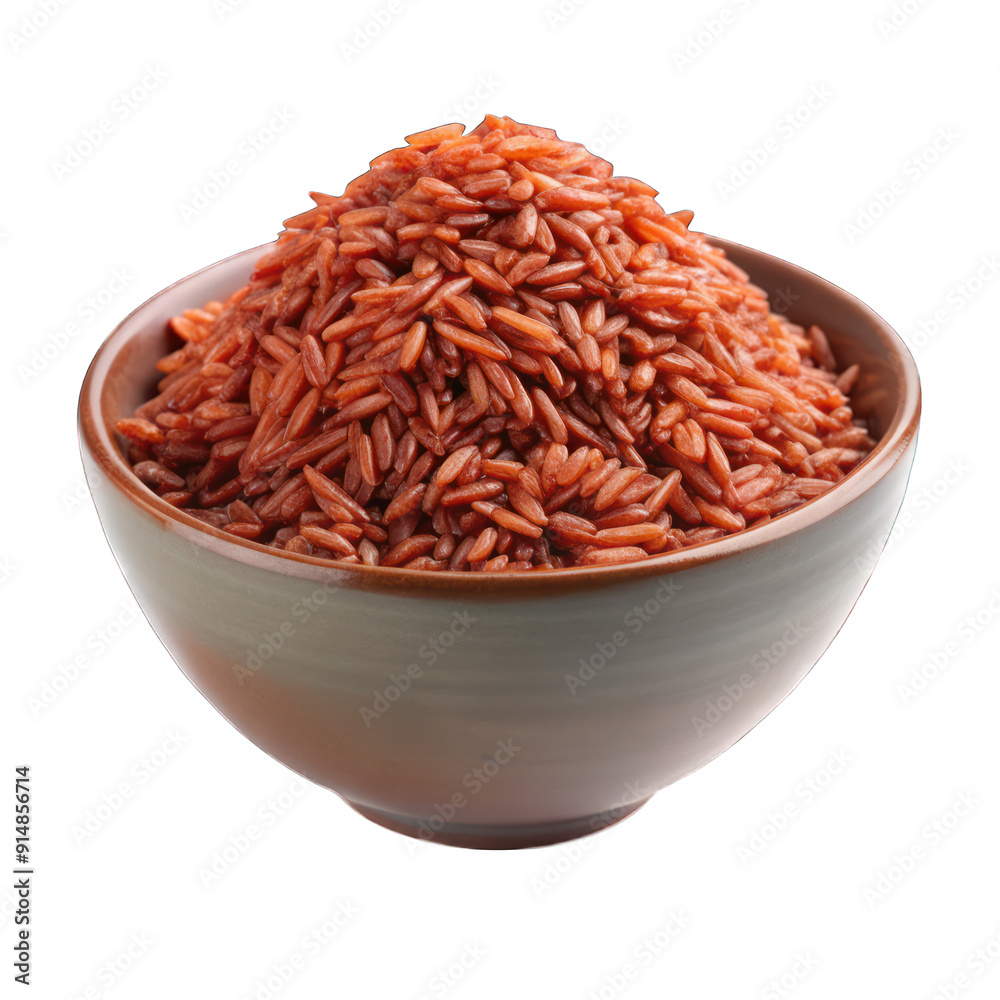 Red rice in glass bowl isolated on transparent background Red rice in glass bowl isolated on transparent background
