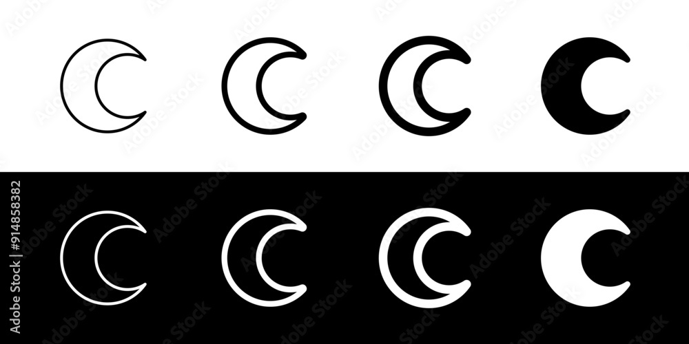 Editable vector crescent moon icon. Part of a big icon set family. Perfect for web and app interfaces, presentations, infographics, etc Editable vector crescent moon icon. Part of a big icon set family. Perfect for web and app interfaces, presentations, infographics, etc