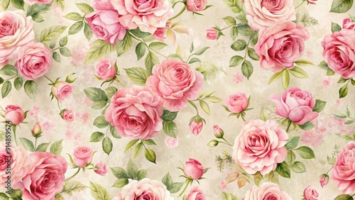 Wallpaper Mural Background with floral pattern, pink roses, feminine, background, floral, roses, pink, feminine, elegant, botanical, garden Torontodigital.ca