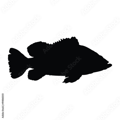 black freshwater ornamental fish silhouette vector design on a white background