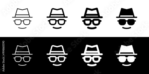 Editable vector incognito hat glasses user icon. Part of a big icon set family. Perfect for web and app interfaces, presentations, infographics, etc