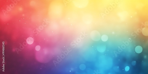 An abstract pink, yellow, blue background with bright rainbow colors and sparkling bokeh circles.