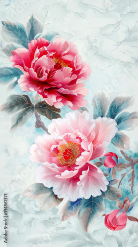Embroidered peony