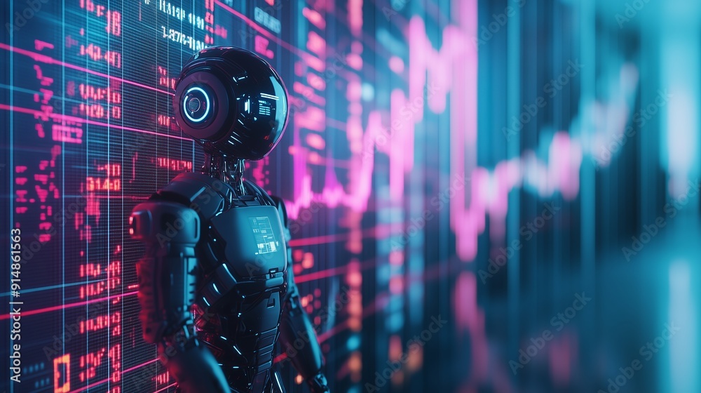 Advanced Robot Analyzing Stock Market Data In High-Tech Trading Environment Advanced Robot Analyzing Stock Market Data In High-Tech Trading Environment