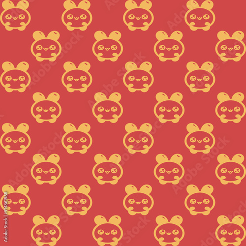 Cute cartoon bear pattern on red background. Seamless design for fabric, wallpaper, and children's products.