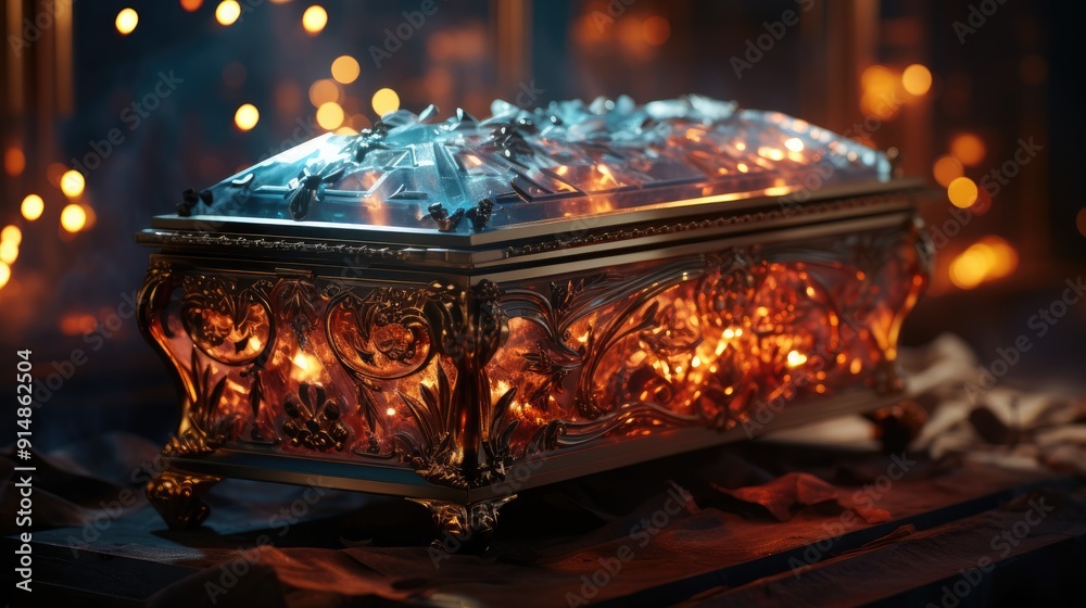 Coffin in morque Coffin in morque