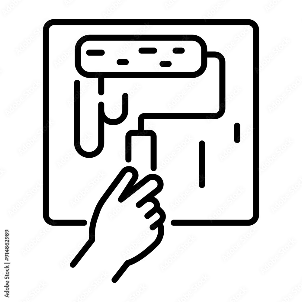 An outline icon of paint roller An outline icon of paint roller