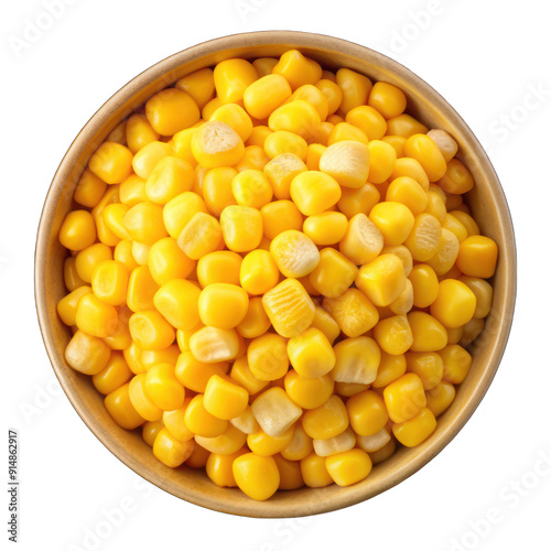 Boiled corn seeds in bowl isolated on transparent background