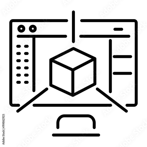 An outline icon of 3d modeling 
