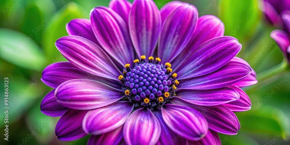 Fototapeta premium Close up of a vibrant purple flower with matching purple petals and center, purple, flower, vibrant, close up, nature, petal