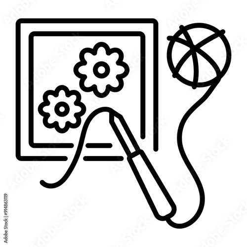 Punch needle icon designed in line style 