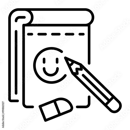 Sketching pad icon designed in line style 