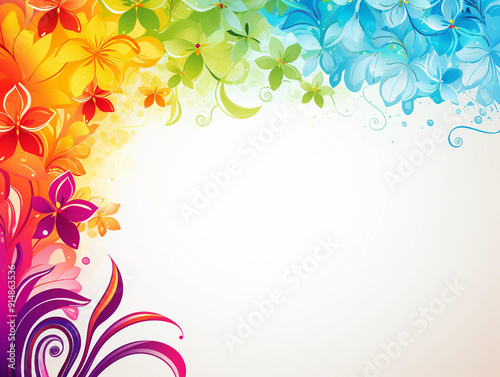 rainbow background with flower design