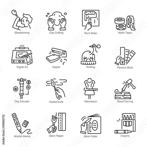 Bundle of Artwork Line Style Icons photo