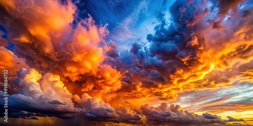 Intense dramatic clouds fill the sky in vivid colors, creating a stunning nature wallpaper background, clouds, sky, intense