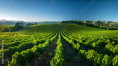 Wallpaper Mural A wide view of a farm of kiwi fruits under a blue sky Torontodigital.ca