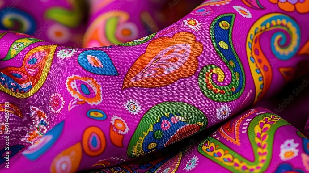 Paisley pattern, traditional fabric, vibrant colors Background Paisley pattern, traditional fabric, vibrant colors Background