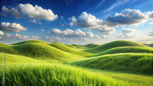 Hills with grass on background, ideal for graphic design projects , rendering, landscape, nature, greenery