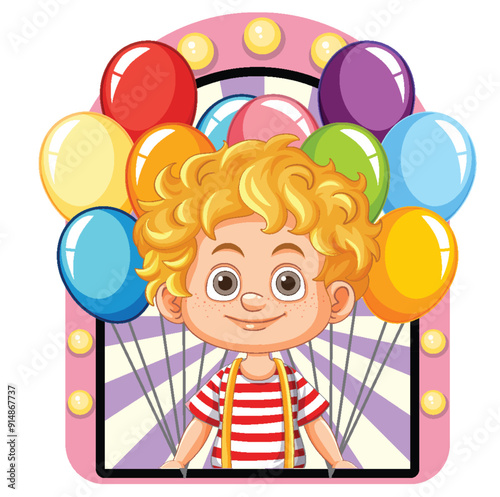 Child with Colorful Balloons