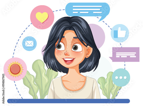 Social Media Interaction Illustration