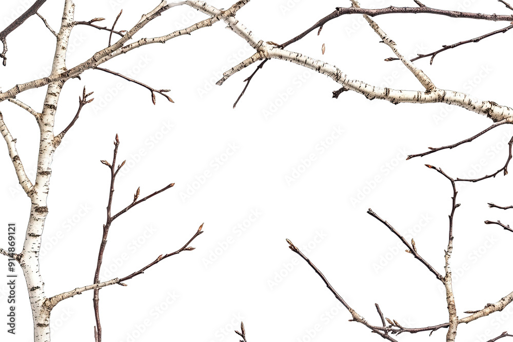 Decorative Frame Birch Tree Branches isolated on white Decorative Frame Birch Tree Branches isolated on white