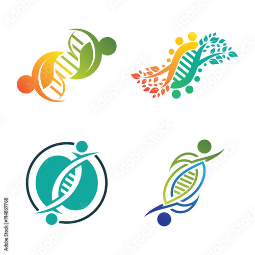 DNA logo vector icon design