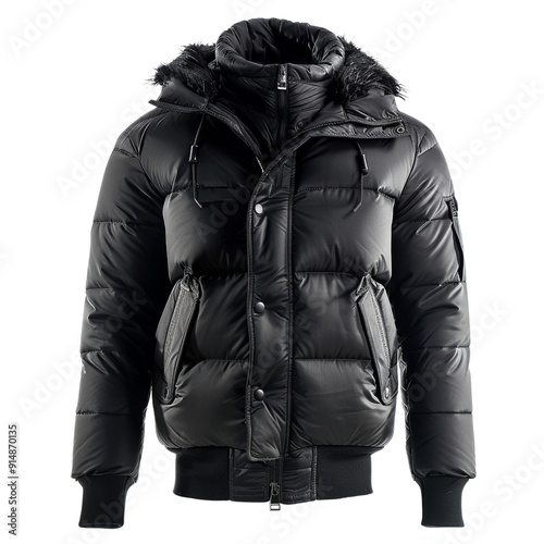 Black puffer jacket for men clip art