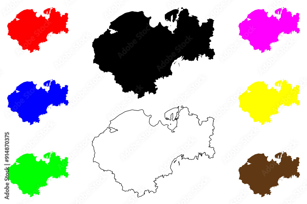 Nordwestmecklenburg district (Federal Republic of Germany, rural district, State of Mecklenburg-Vorpommern, Western Pomerania or West) map vector illustration, scribble sketch Nordwestmecklenburg map Nordwestmecklenburg district (Federal Republic of Germany, rural district, State of Mecklenburg-Vorpommern, Western Pomerania or West) map vector illustration, scribble sketch Nordwestmecklenburg map