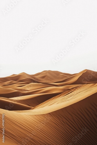 Golden sand dunes forming a wavy pattern in the desert