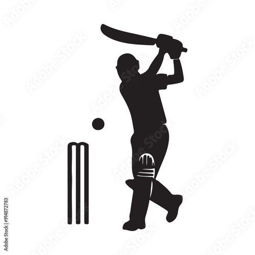 Cricket player, isolated vector silhouette, ink drawing. Cricket logo, Multiple images of a cricket player