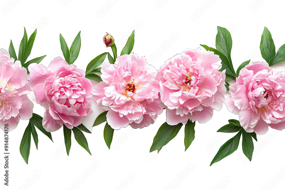 Decorative Frame Peony Flowers isolated on white background