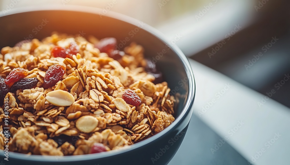 A Bowl of Granola with Dried Fruit and Nuts A Bowl of Granola with Dried Fruit and Nuts