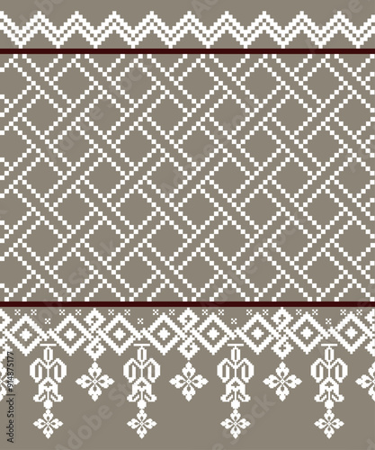 Abstract art for background, print, fabric, handmade, embroidery, Pixel pattern, seamless Geometric ethnic oriental, carpet, wallpaper, clothing, wrapping, Batik, fabric, and illustration embroidery.
