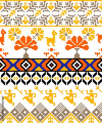 Abstract art for background, print, fabric, handmade, embroidery, Pixel pattern, seamless Geometric ethnic oriental, carpet, wallpaper, clothing, wrapping, Batik, fabric, and illustration embroidery.